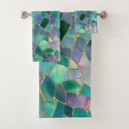 Conjunto De Toalhas Padrão de mosaico de vidro colorido em tons pastéi