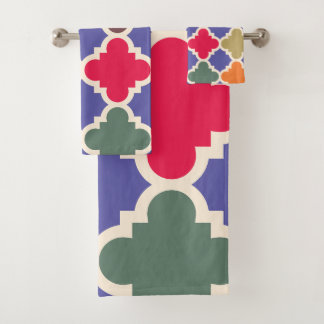 Conjunto De Toalhas Padrão de Mosaico Marroquino