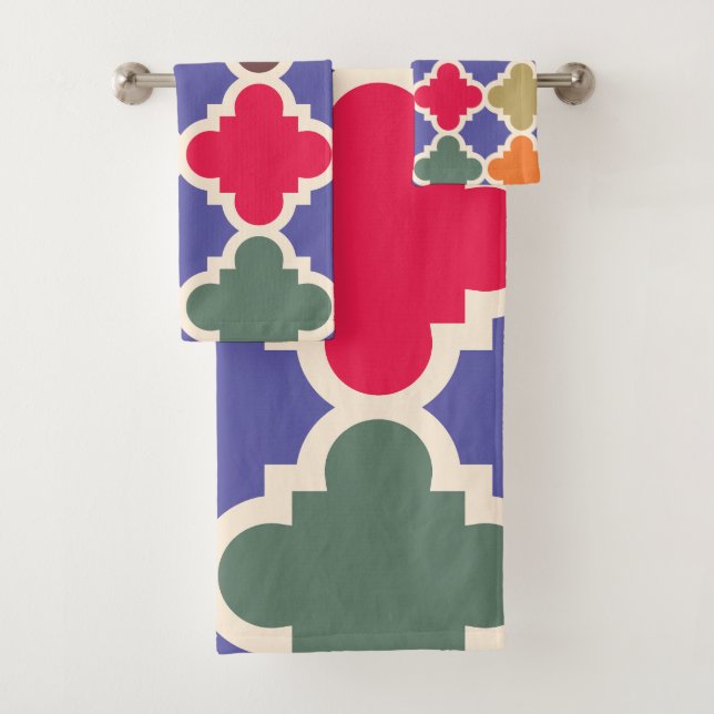 Conjunto De Toalhas Padrão de Mosaico Marroquino (Insitu)