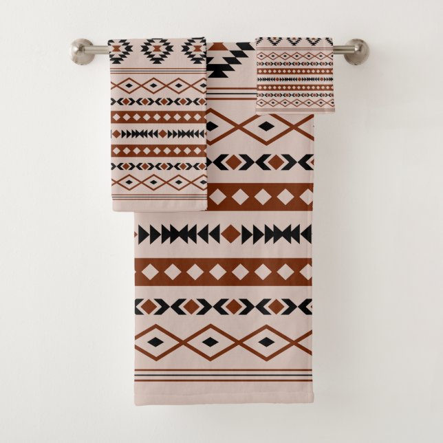 Conjunto De Toalhas Padrão de Motifs Mistos do Aztec Black Browns (Insitu)