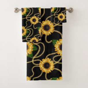 Conjunto De Toalhas Padrão de Na moda de Girassóis Amarelos Clássic