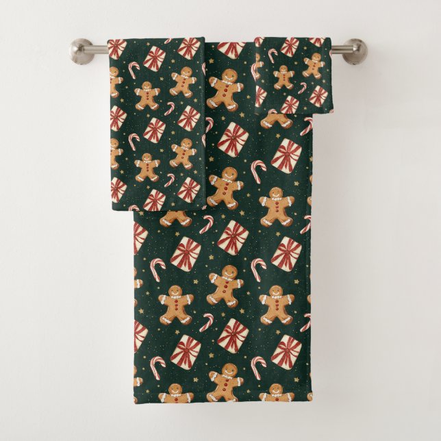 Conjunto De Toalhas Padrão de Natal de Gengibre e Peppermint (Insitu)