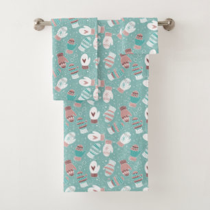 Conjunto De Toalhas Padrão de Natal do inverno em Mint