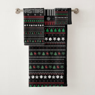 Conjunto De Toalhas Padrão de Natal Feliz e Feliz