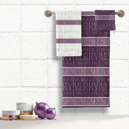 Conjunto De Toalhas Padrão de Natal Verde Roxo#35b ID1009