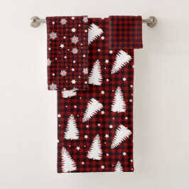 Conjunto De Toalhas Padrão de Natal Vermelho 