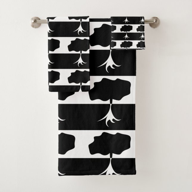 Conjunto De Toalhas Padrão de Natureza da Árvore Preto e Branco (Insitu)