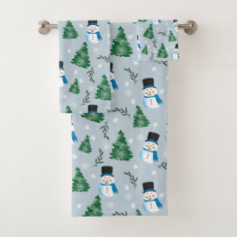 Conjunto De Toalhas Padrão de Neve Invernal da Cana-de-Água