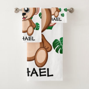 Conjunto De Toalhas Padrão de Nome da Selva do Cartoon Safari Macaco