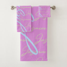 Conjunto De Toalhas Padrão de Nome de Repetição do Jasmine