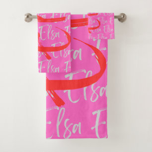 Conjunto De Toalhas Padrão de Nome de Repetição Elsa