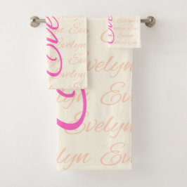 Conjunto De Toalhas Padrão de Nome de Repetição Evelyn