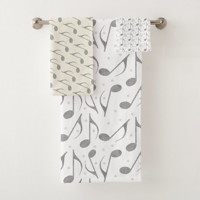 Conjunto De Toalhas Padrão de Notas Musicais Xadrez Houndstooth (Insitu)