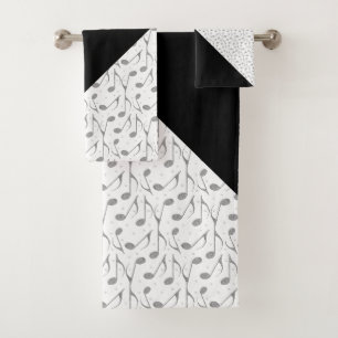 Conjunto De Toalhas Padrão de Notas Musicais Xadrez Houndstooth