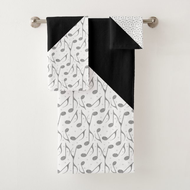 Conjunto De Toalhas Padrão de Notas Musicais Xadrez Houndstooth (Insitu)