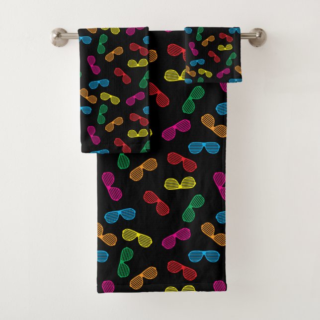 Conjunto De Toalhas Padrão de óculos de sol clássicos neon (Insitu)