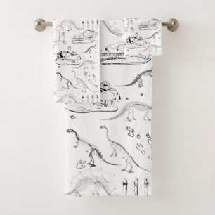 Conjunto De Toalhas Padrão de Ossos Fósseis do Dinossauro