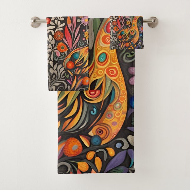 Conjunto De Toalhas Padrão de Otomi Colorida Whimsical (Insitu)
