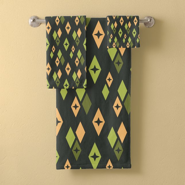 Conjunto De Toalhas Padrão de Ouros Atômicos de meio século Laranja Ve (Criador carregado)