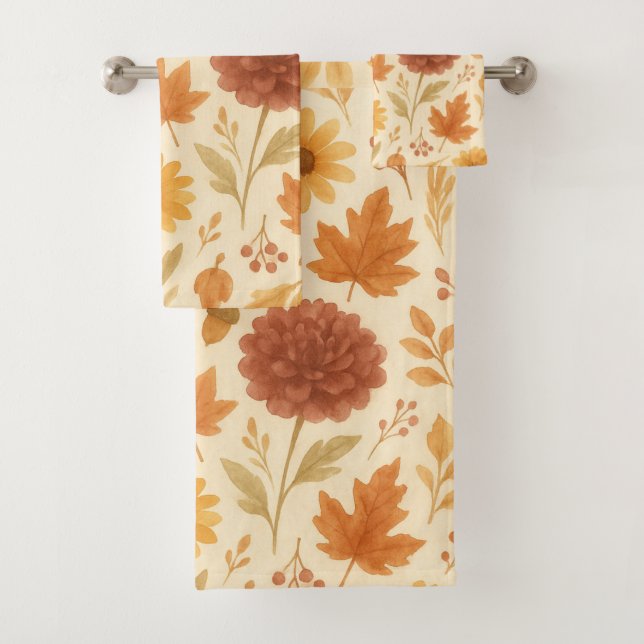 Conjunto De Toalhas Padrão de outono Floral (Insitu)
