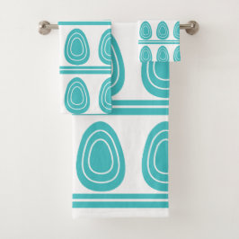 Conjunto De Toalhas Padrão de Ovos de Felz pascoa Azul Moderno