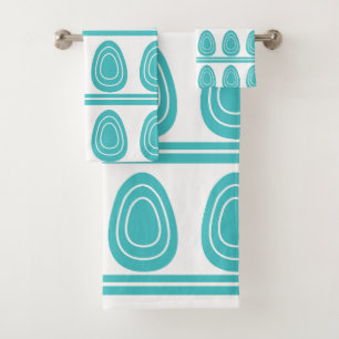 Conjunto De Toalhas Padrão de Ovos de Felz pascoa Azul Moderno