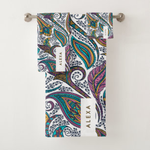 Conjunto De Toalhas Padrão de paisagem floral étnica colorida