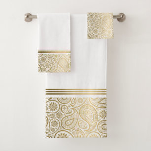 Conjunto De Toalhas Padrão de paisley de ouro elegante