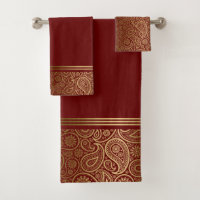 Padrão de paisley de ouro elegante em vermelho