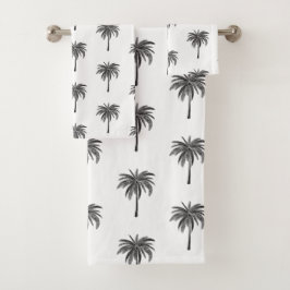 Conjunto De Toalhas Padrão de Palmeira Preta