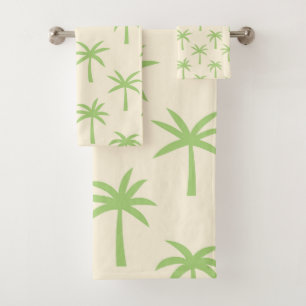 Conjunto De Toalhas Padrão de Palmeiras Tropicais Verdes Simples