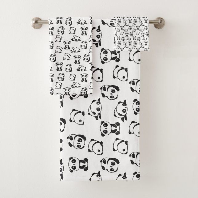 Conjunto De Toalhas Padrão de Pandas Cute (Insitu)