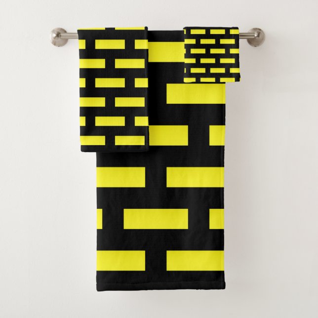 Conjunto De Toalhas Padrão de parede preto e amarelo (Insitu)