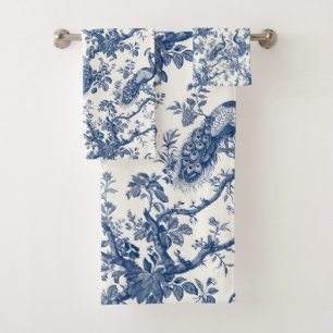 Conjunto De Toalhas Padrão de Peacock do Toile Francês
