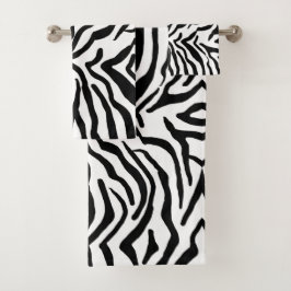 Conjunto De Toalhas Padrão de pelo de zebra preta e branca escondido