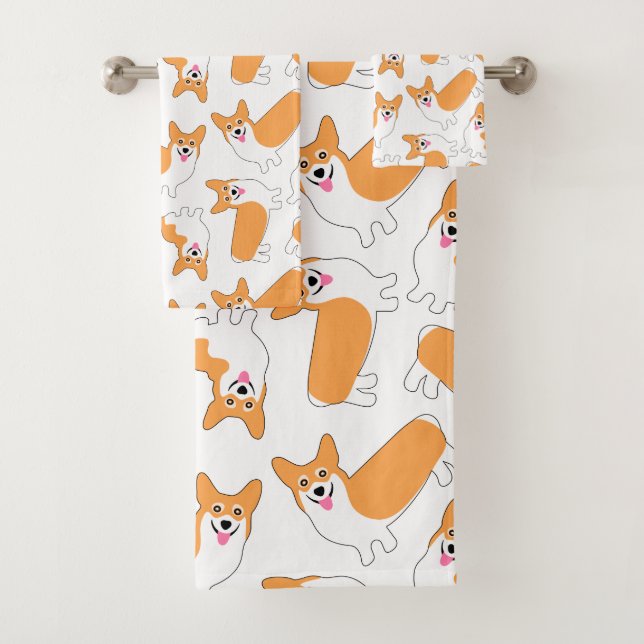 Conjunto De Toalhas Padrão de Pembroke Galsh Corgis (Insitu)