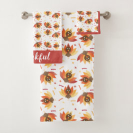 Conjunto De Toalhas Padrão de Peru Fofo Agradecido Colorido