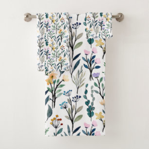 Conjunto De Toalhas Padrão de Pintura de Flores Selvagens de Boho Wat