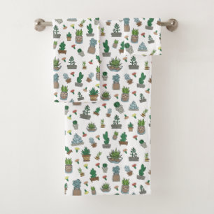 Conjunto De Toalhas Padrão De Plantas Suculentas E Suculentas
