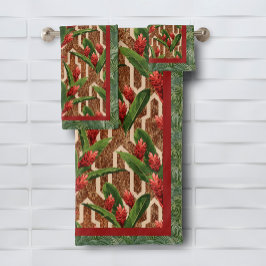 Conjunto De Toalhas Padrão de Plantas Tropicais