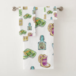 Conjunto De Toalhas Padrão de poção da bruxa duplo