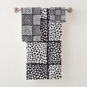 Conjunto De Toalhas Padrão de ponto (preto e branco)