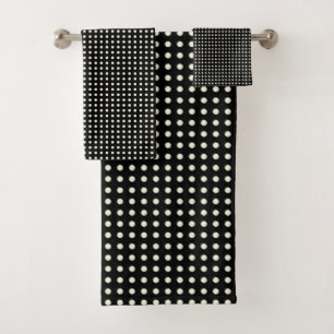 Conjunto De Toalhas Padrão de Pontos de Vintagem em Preto e Branco