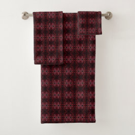 Conjunto De Toalhas Padrão de Pontos e Rabiscos Rosa e Vermelho em Pre