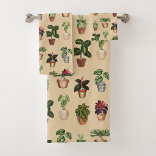 Conjunto De Toalhas Padrão de Potes Terracotta de Plantas Potentes de