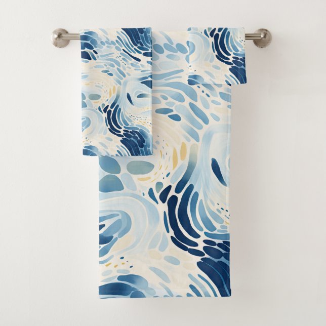 Conjunto De Toalhas Padrão de praia de Abstrato azul (Insitu)