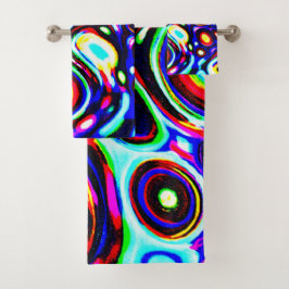Conjunto De Toalhas Padrão de pulso de neon vibrante