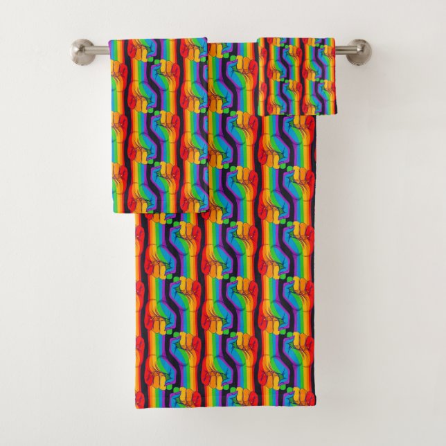 Conjunto De Toalhas Padrão de Punho do Arco-Íris (Insitu)