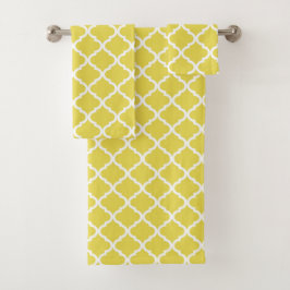 Conjunto De Toalhas Padrão de Quatrefoil Moraccan Amarelo Trendy