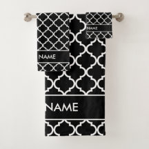 Padrão de quatrefoil preto e branco personalizado